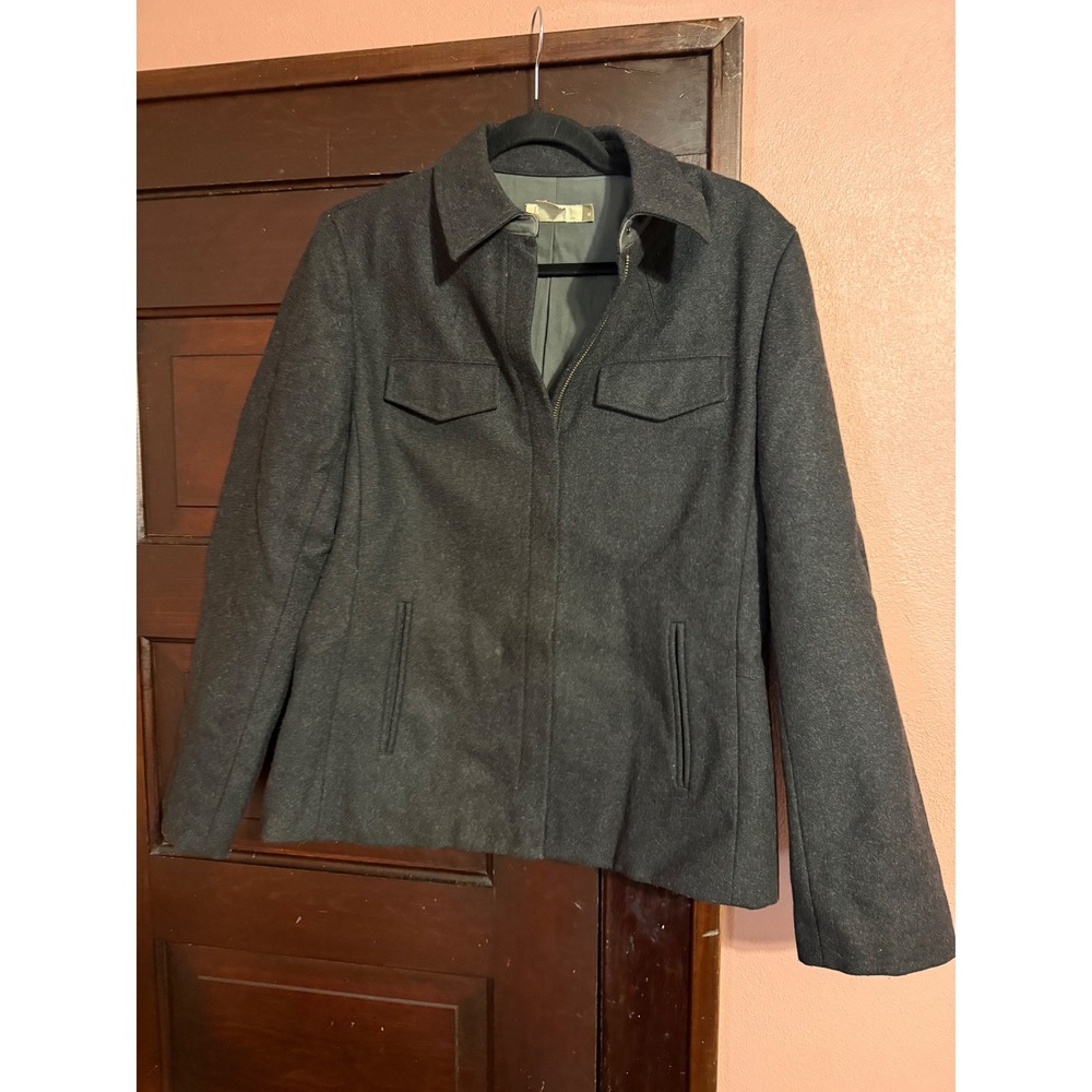 J.Crew Mens Charcoal Gray Wool Blend Zip Up Field Jacket RN77388 Size M